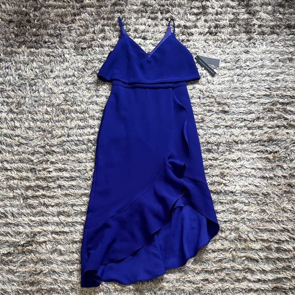 New Aqua Dresses Elegant Royal Blue Asymmetrical Dress, Spaghetti Straps, Size 0
